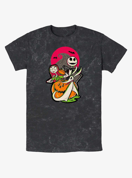 Disney100 Halloween The Nightmare Before Christmas Sally Jack And Zero Mineral Wash T-Shirt T-Shirt | Aesthetic Graphic | Top Pick For Fans