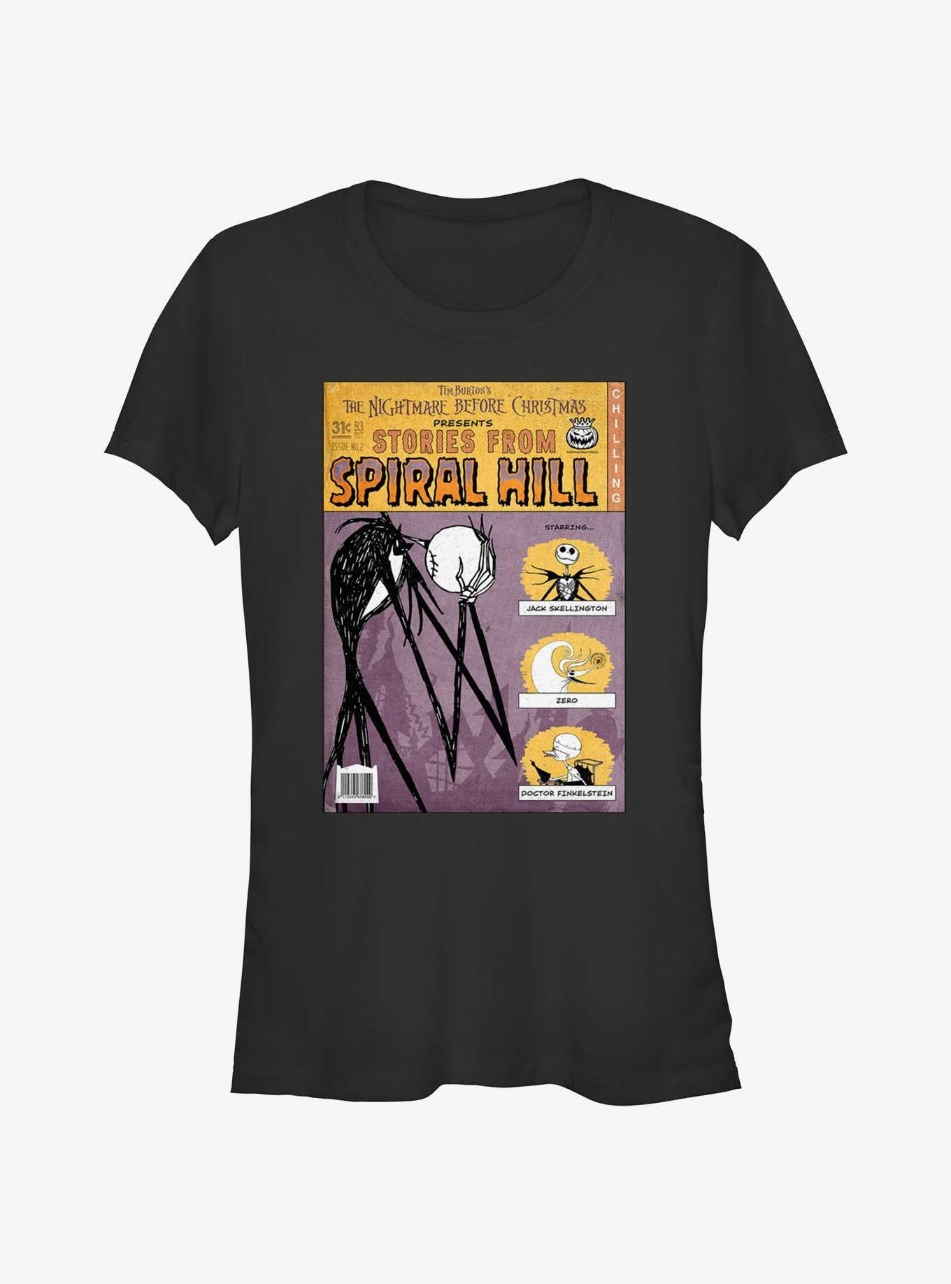 Disney The Nightmare Before Christmas Jack Stories From Spiral Hill Girls T-shirt | Trendy Graphic Tee | Casual Unisex T-shirt