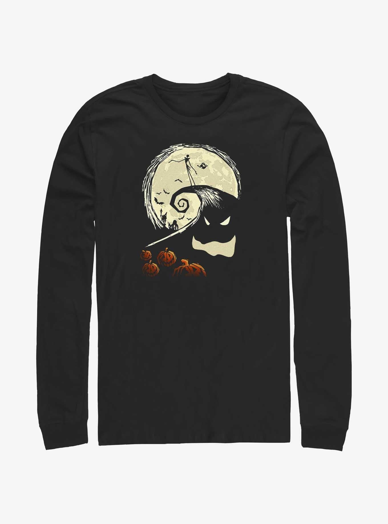Disney The Nightmare Before Christmas Jack On Pumpkin Hill Long-sleeve T-shirt | Trendy Graphic Tee | Casual Unisex T-shirt