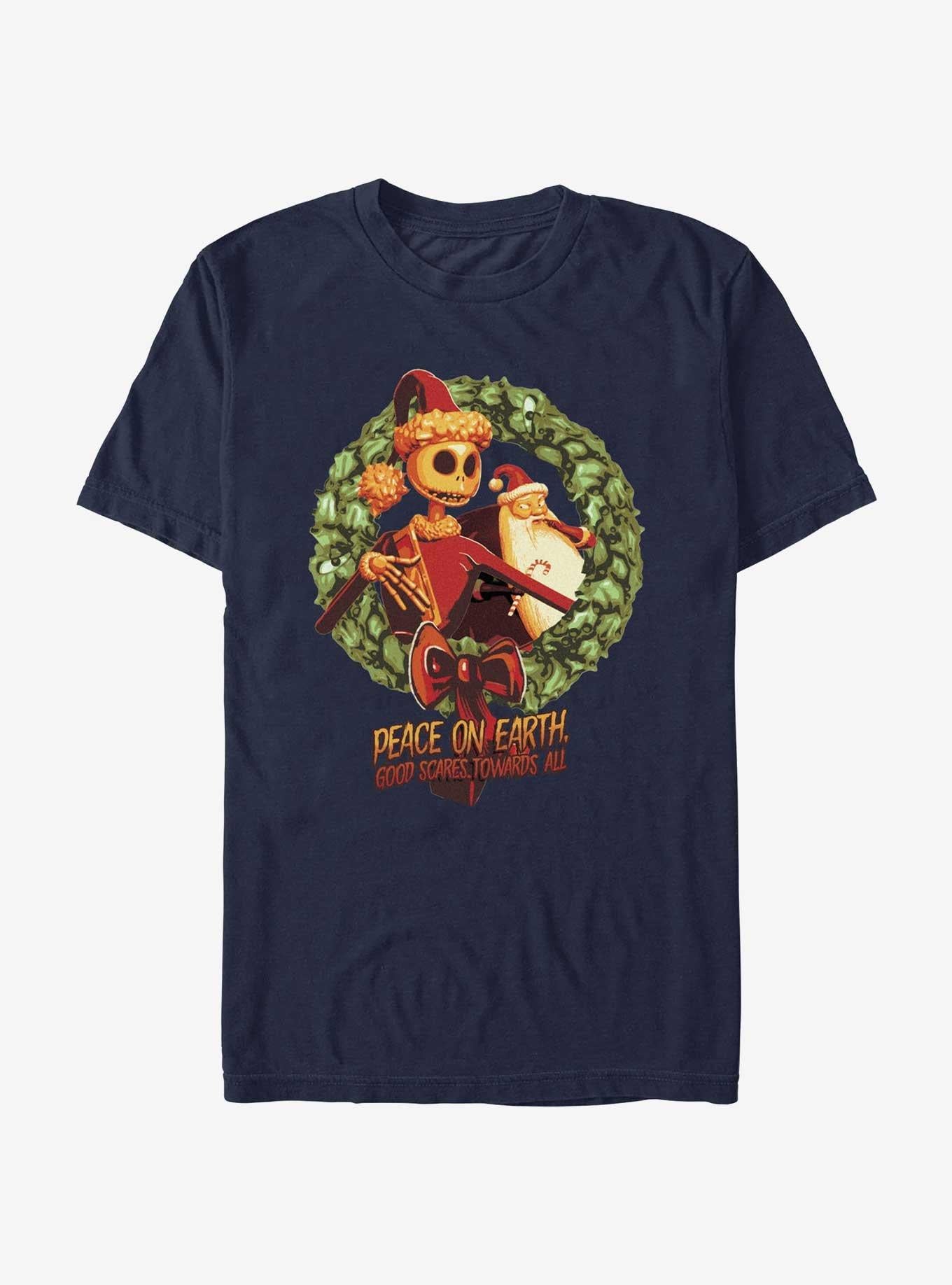 Disney The Nightmare Before Christmas Peace On Earth Jack Santa Wreath T-Shirt T-Shirt | High-Quality Print | Must-Have Style