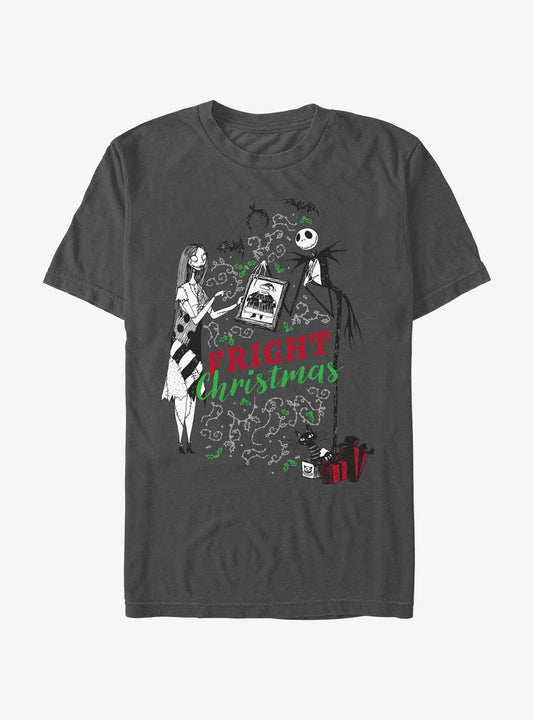 Disney The Nightmare Before Christmas Fright Christmas Jack & Sally T-shirt | Trendy Graphic Tee | Casual Unisex T-shirt