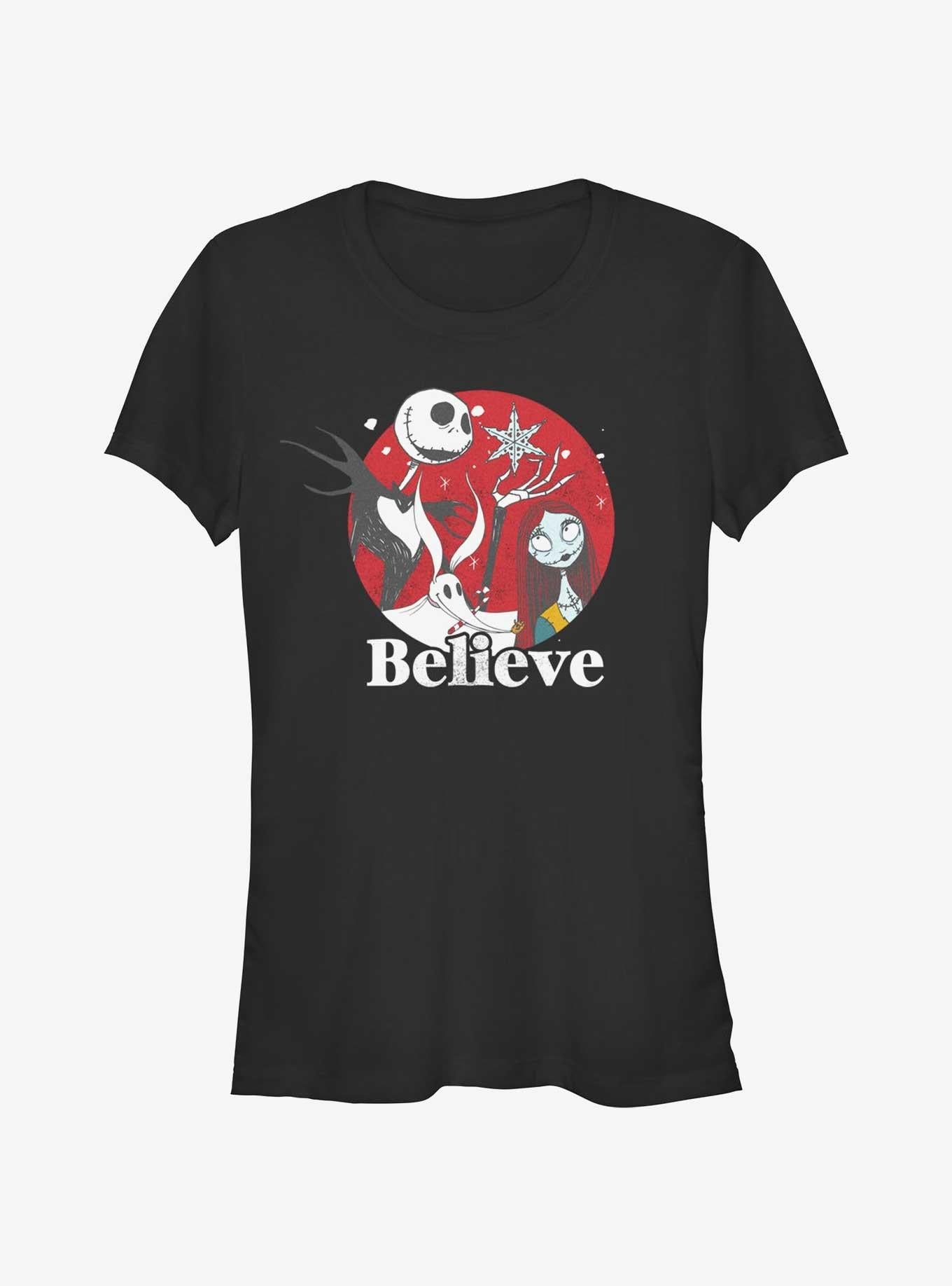 Disney The Nightmare Before Christmas Jack And Sally Believe Girls T-Shirt T-Shirt | Aesthetic Graphic | Top Pick For Fans