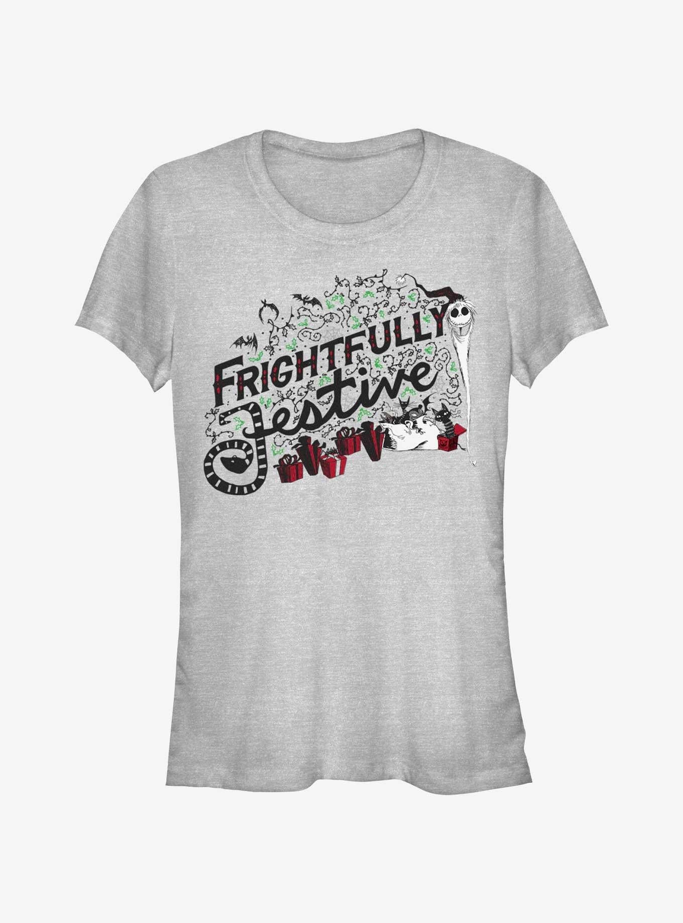 Disney The Nightmare Before Christmas Frightfully Festive Girls T-shirt | Trendy Graphic Tee | Casual Unisex T-shirt