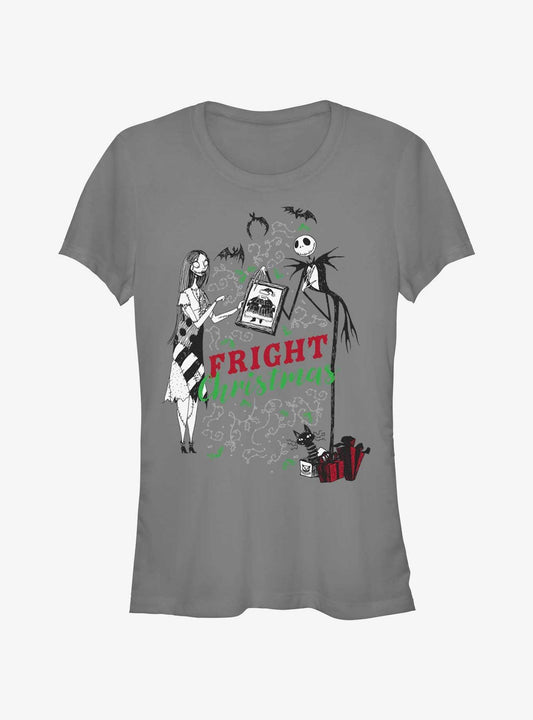 Disney The Nightmare Before Christmas Fright Christmas Jack & Sally Girls T-shirt | Trendy Graphic Tee | Casual Unisex T-shirt