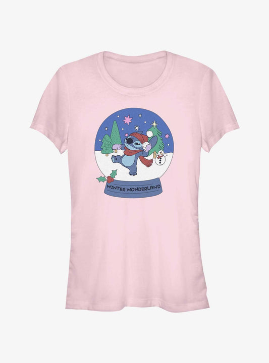 Disney Lilo Stitch Winter Wonderland Snowglobe Girls T-Shirt T-Shirt | Exclusive Art Design | Must-Have Style