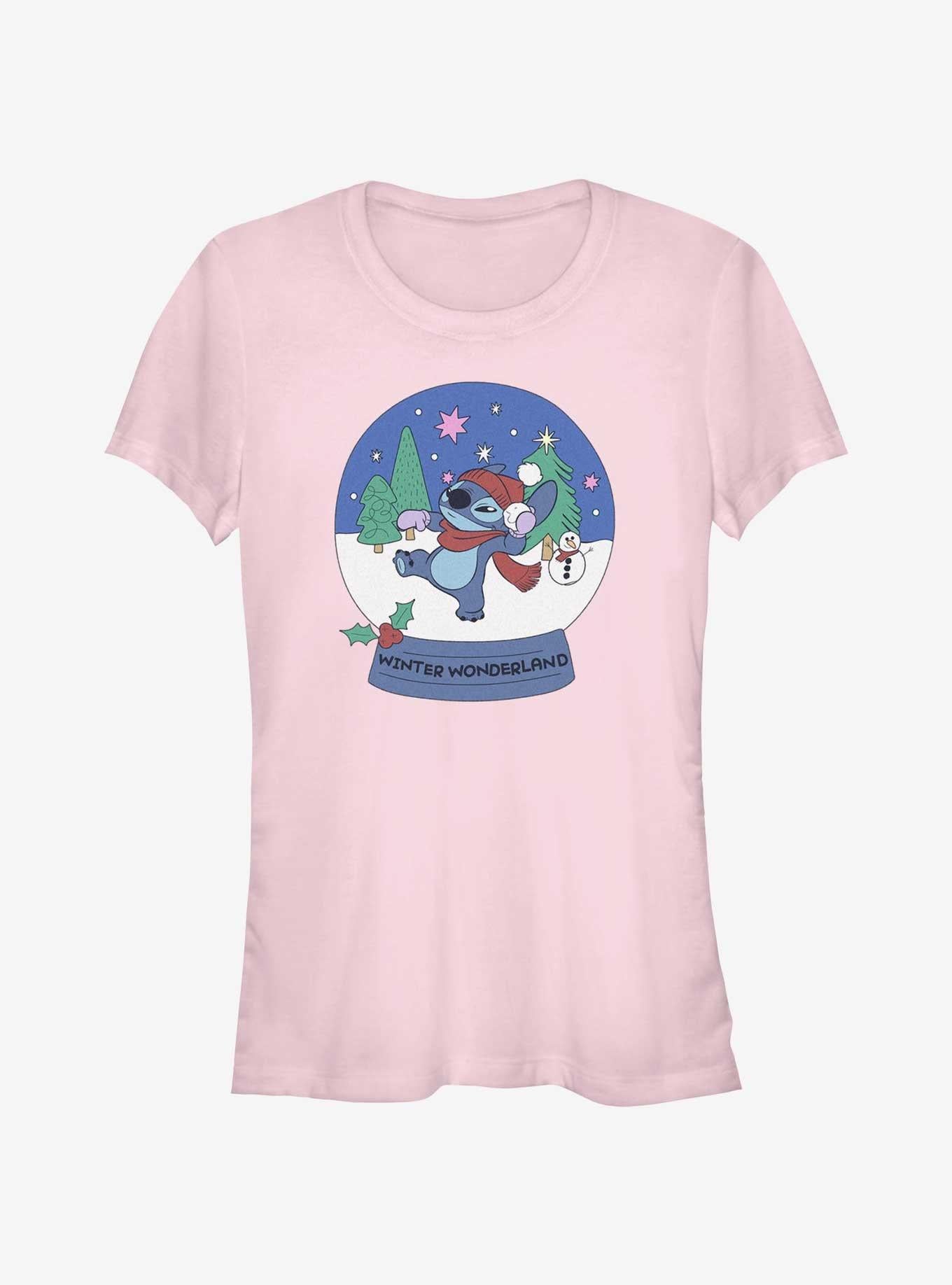 Disney Lilo Stitch Winter Wonderland Snowglobe Girls T-Shirt T-Shirt | Aesthetic Graphic | Must-Have Style
