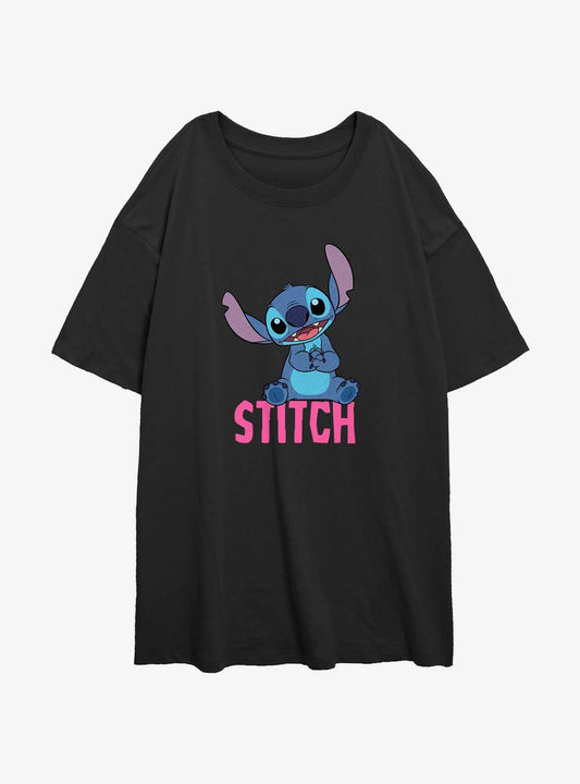 Disney Lilo Stitch Sitting Stitch Girls Oversized T-Shirt T-Shirt | Trending Streetwear Style | Trending Now