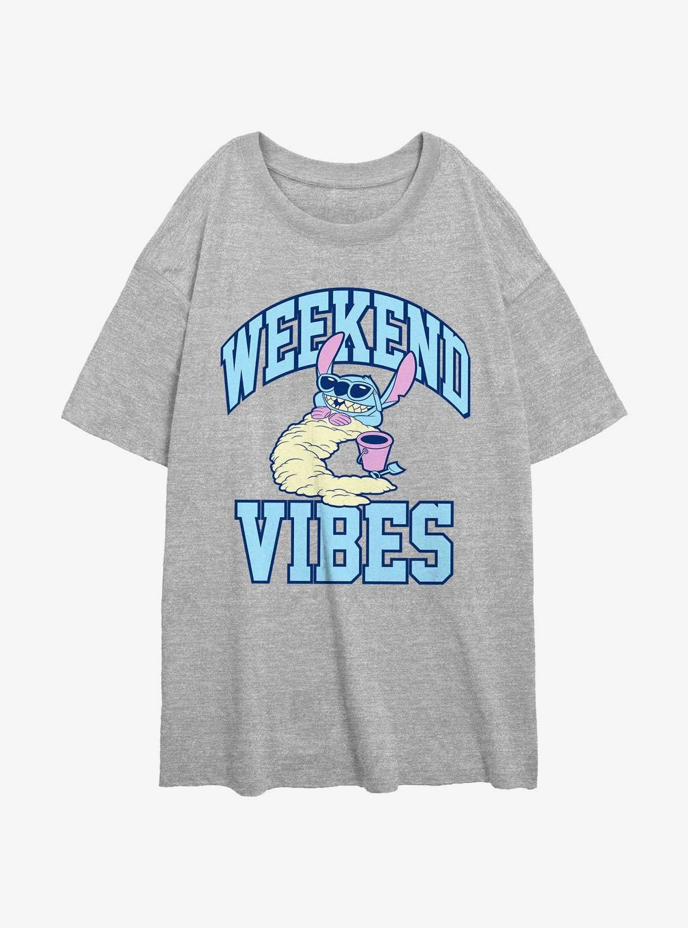 Disney Lilo Stitch Weekend Vibes Girls Oversized T-Shirt T-Shirt | Aesthetic Graphic | Trending Now