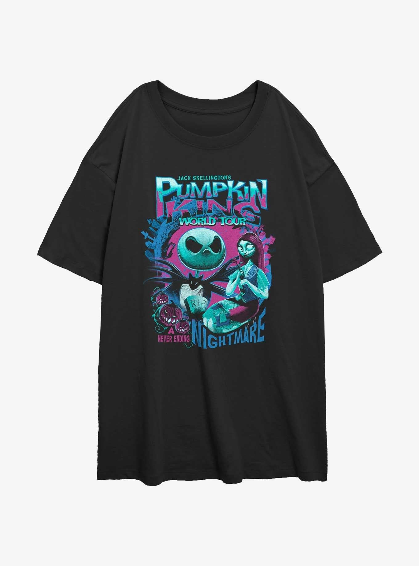 Disney The Nightmare Before Christmas Nightmare Tour Girls Oversized T-Shirt T-Shirt | Aesthetic Graphic | Great Gift Idea