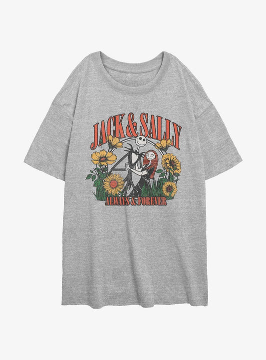 Disney The Nightmare Before Christmas Jack Sally Always Forever Girls Oversized T-Shirt T-Shirt | Aesthetic Graphic | Must-Have Style
