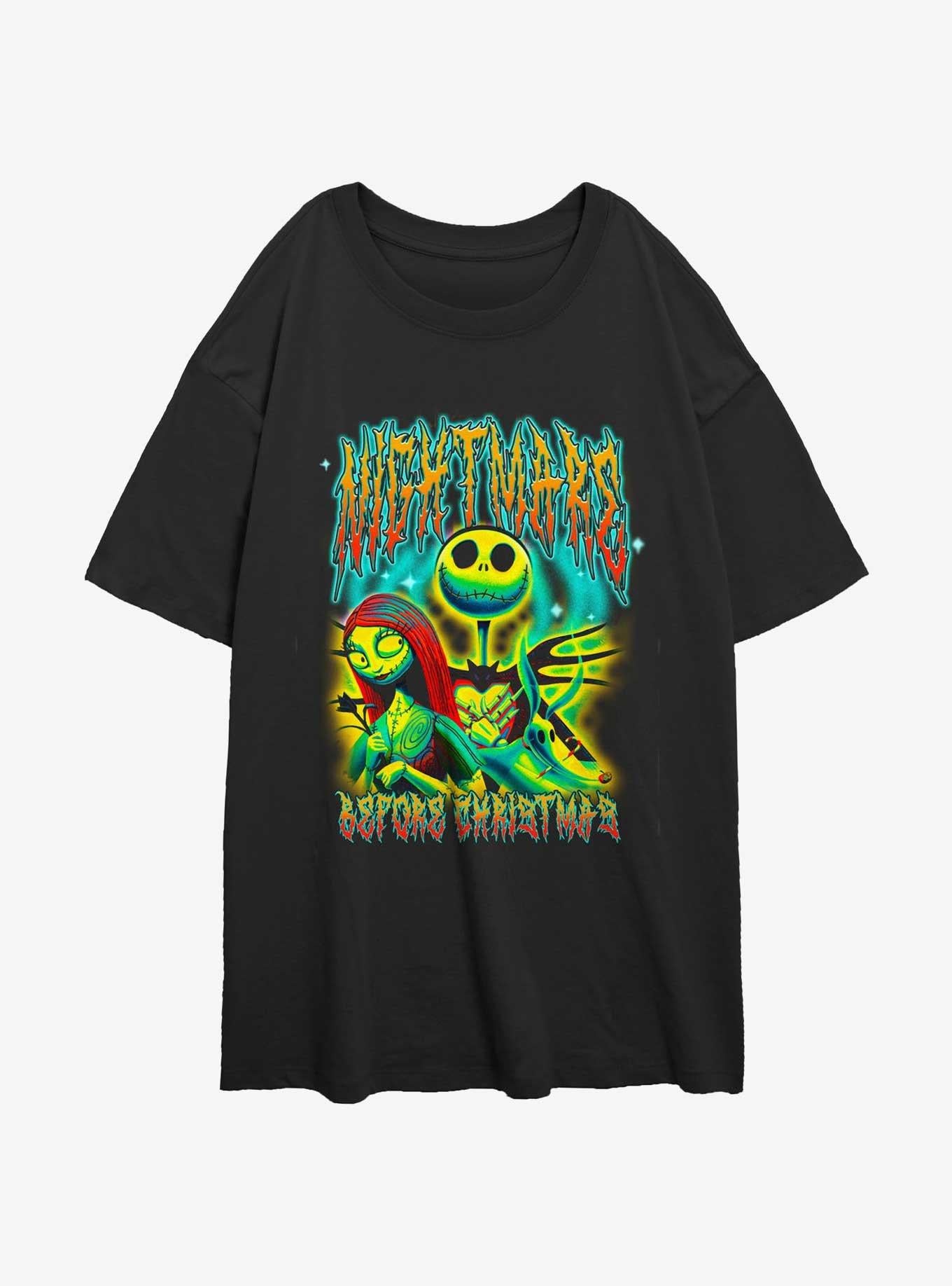 Disney The Nightmare Before Christmas Graffiti Jack and Sally Girls Oversized T-Shirt T-Shirt | Exclusive Edition | Great Gift Idea