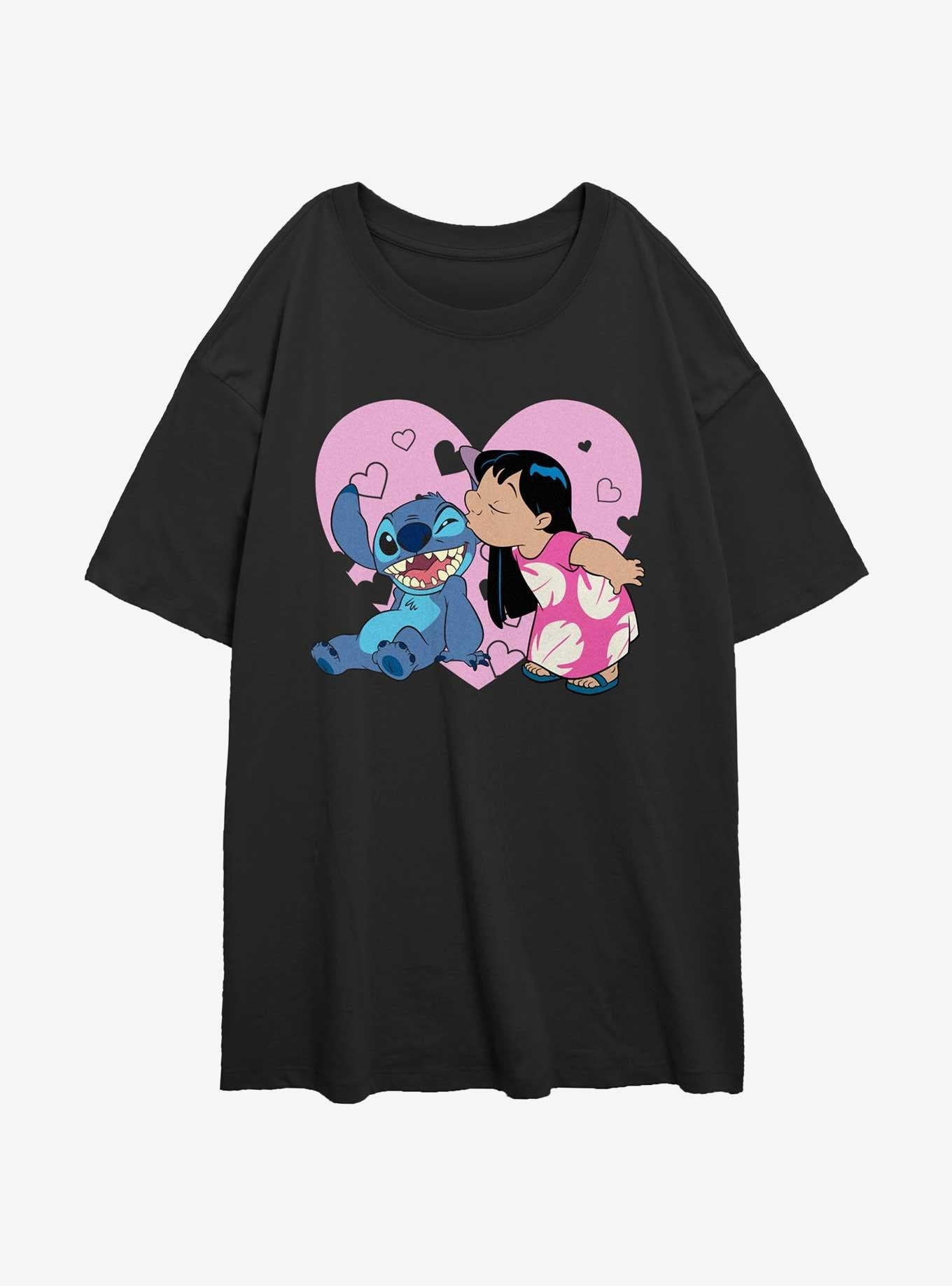 Disney Lilo Stitch Valentines Kisses Girls Oversized T-Shirt T-Shirt | Premium Graphic | High Demand Item