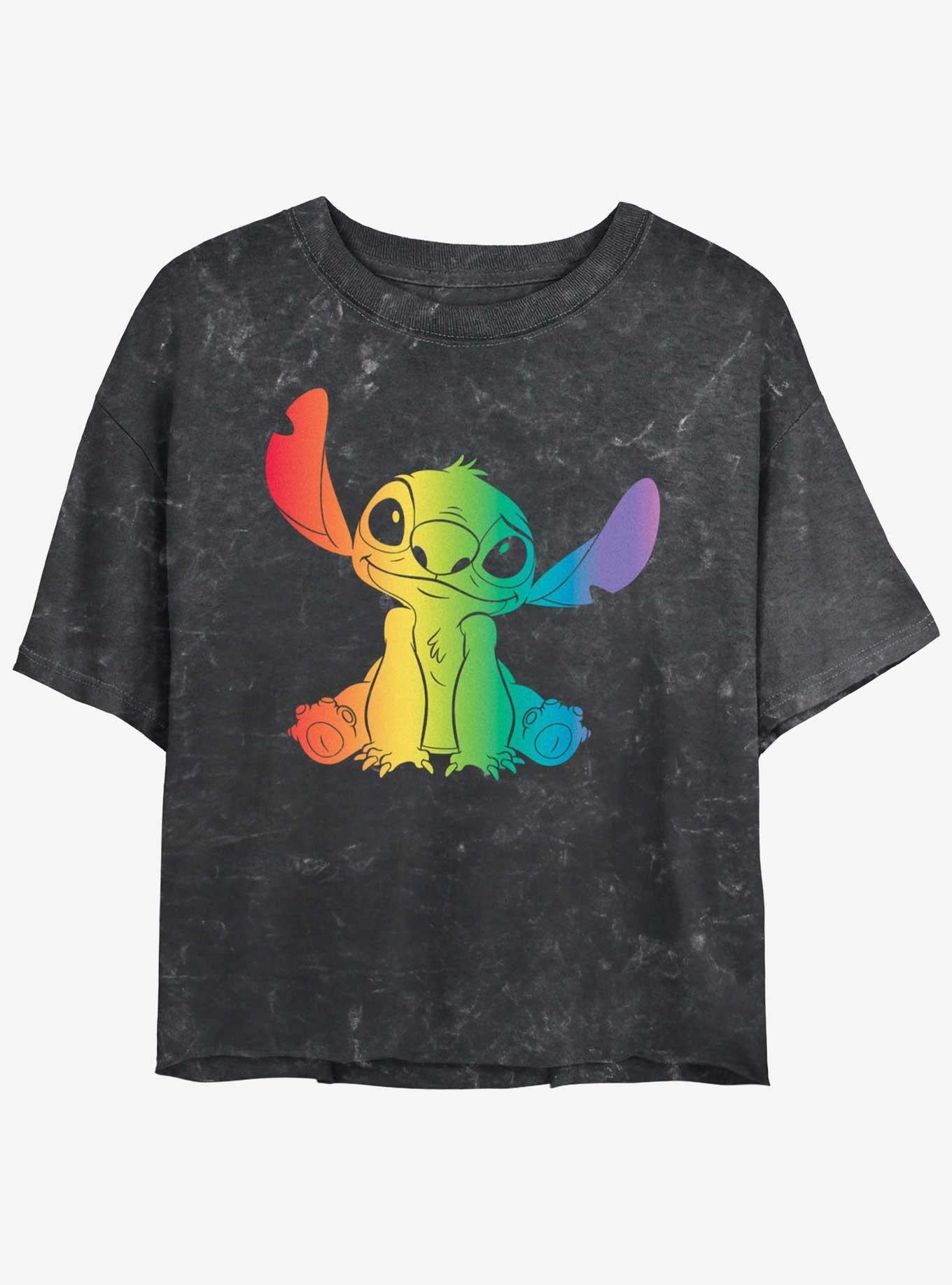 Disney Lilo Stitch Rainbow Mineral Wash Crop T-Shirt T-Shirt | Premium Graphic | Top Pick For Fans
