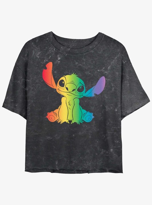 Disney Lilo Stitch Rainbow Mineral Wash Crop T-Shirt T-Shirt | Premium Graphic | Top Pick For Fans