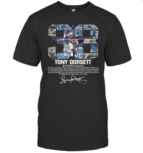 33 Tony Dorsett Running Back Signature T Shirt