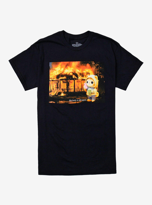 Cat Figure Flames T-Shirt By Goodie Two Sleeves