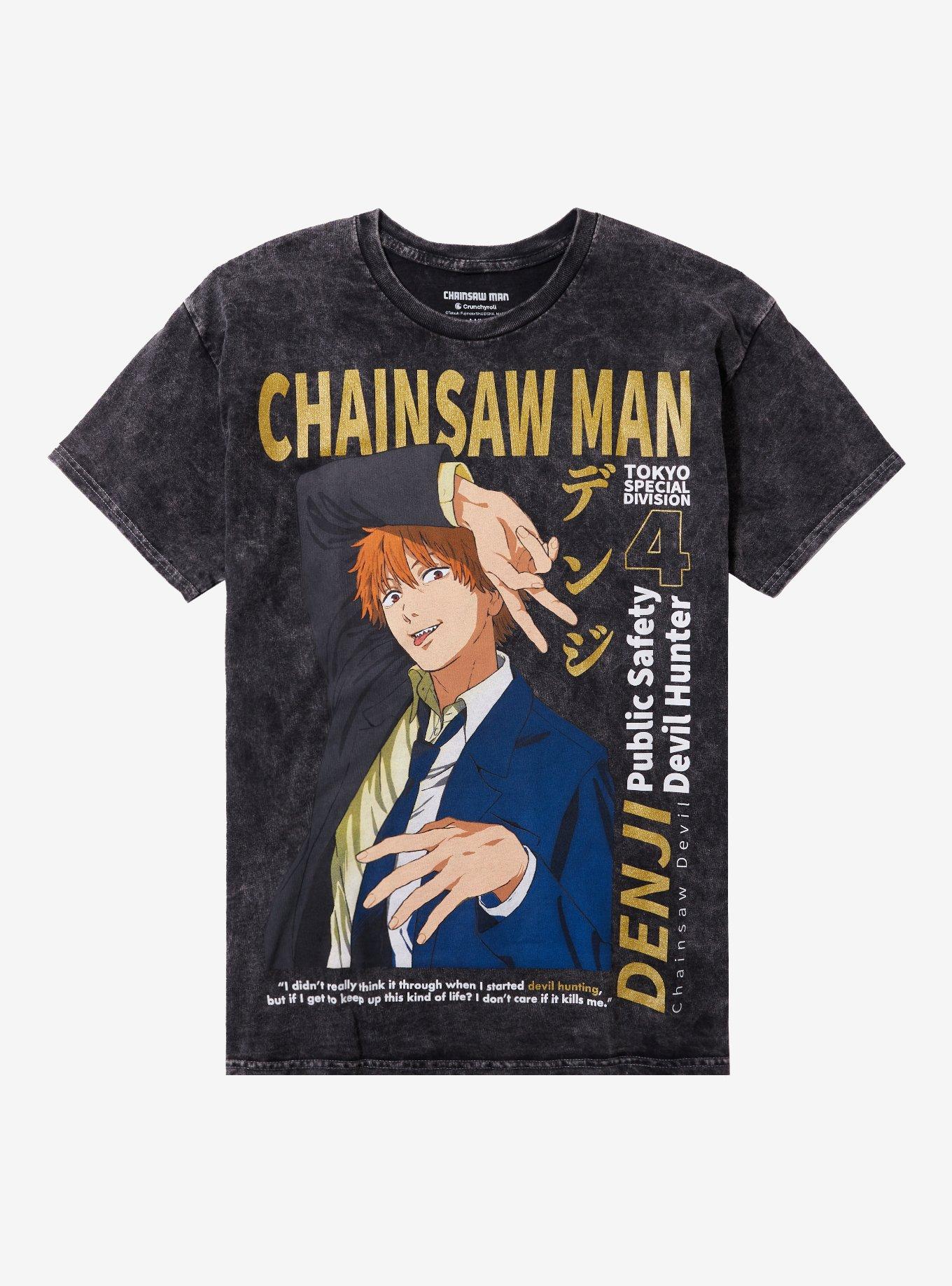 Chainsaw Man Denji Magazine Cover Dark Wash T-Shirt