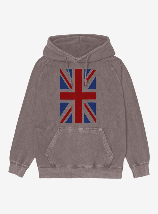 Vertical British Flag Mineral Wash Hoodie