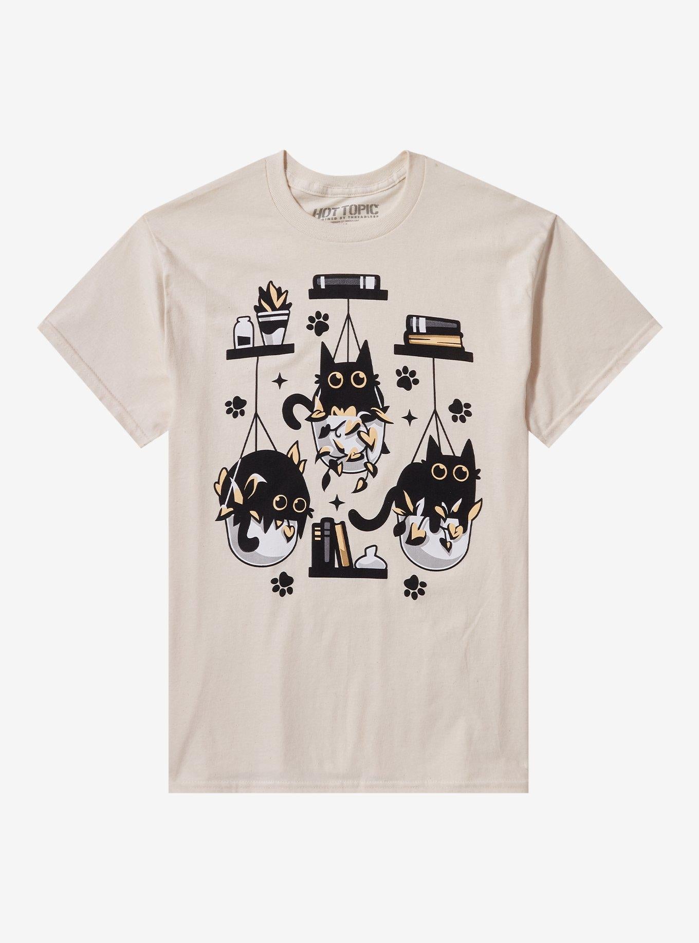 Black Cat Plants T-Shirt By Snouleaf