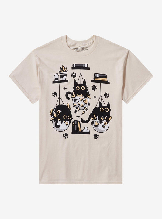 Black Cat Plants T-Shirt By Snouleaf