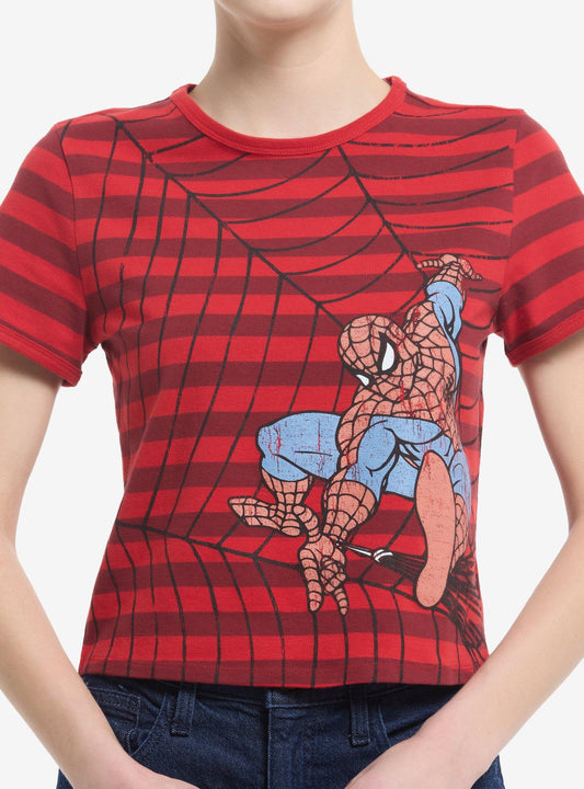Marvel Spider-Man Stripe Girls Ringer Baby T-Shirt