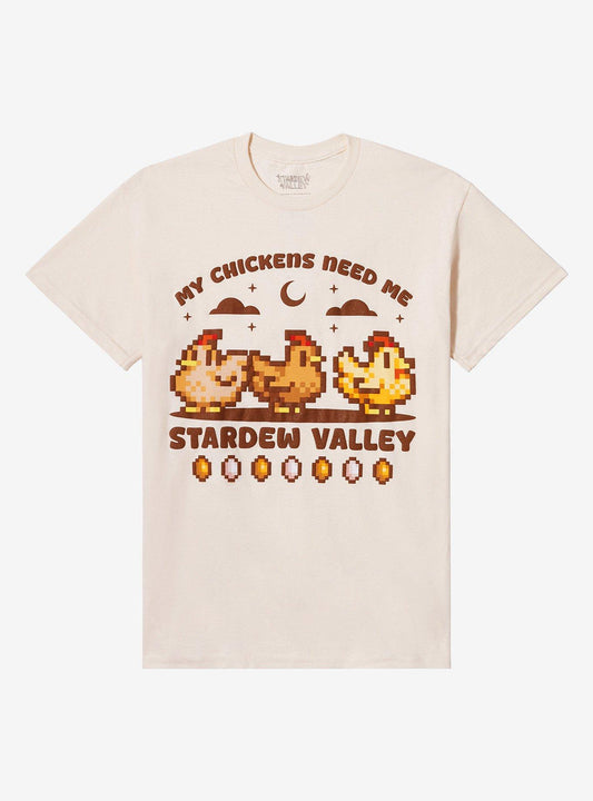 Stardew Valley Chickens Puff Print T-Shirt