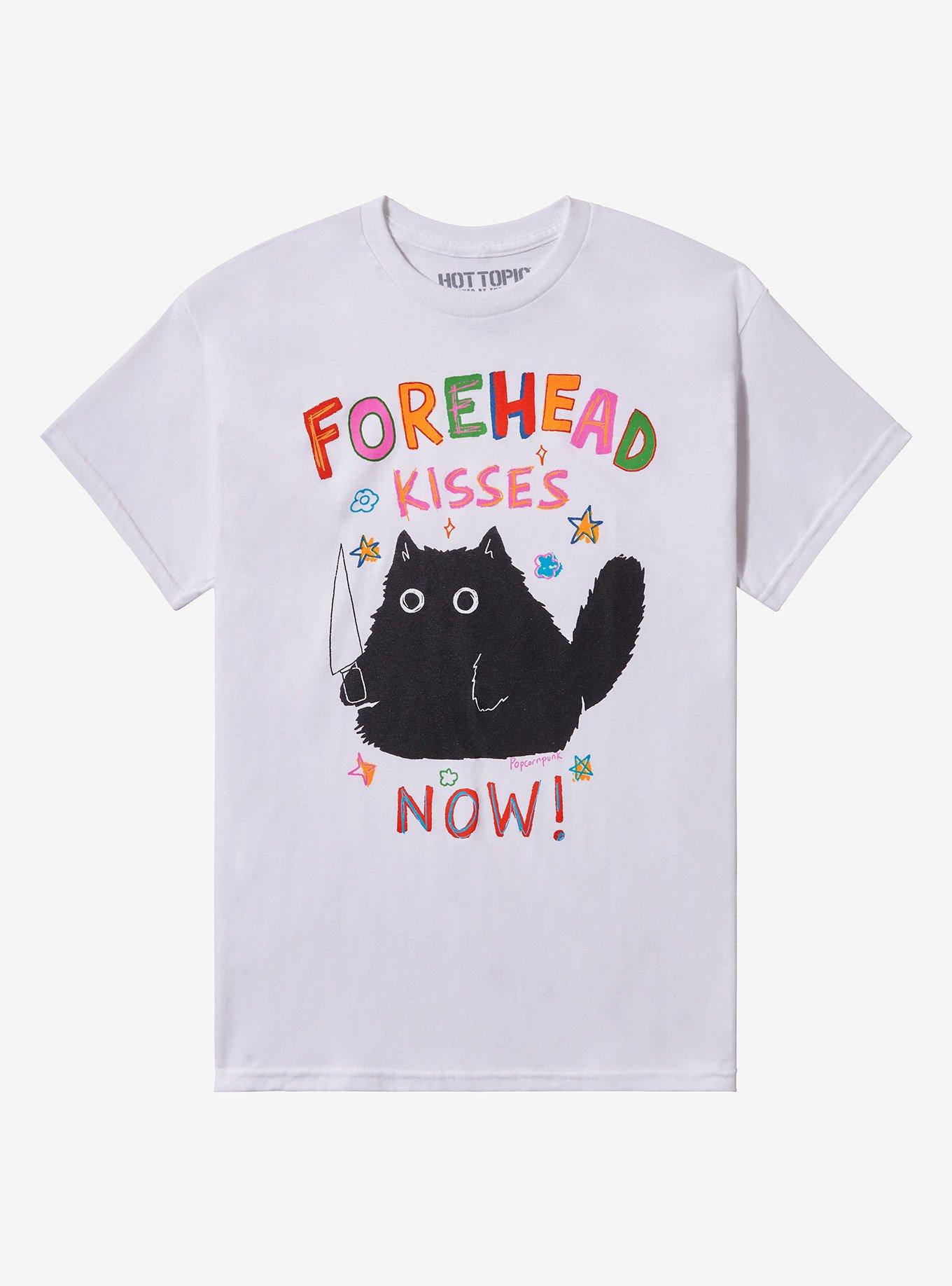 Black Cat Forehead Kisses T-Shirt By Popcornpunk