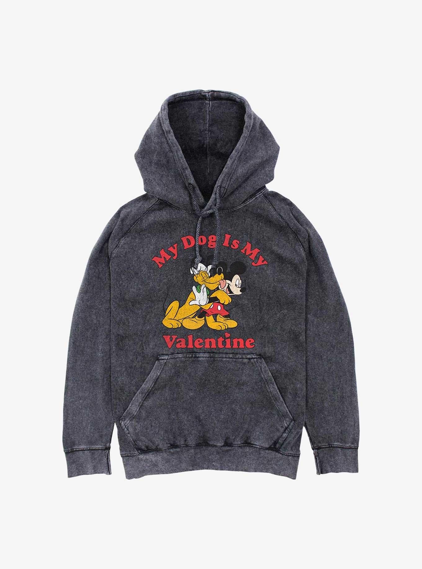 Disney Mickey Mouse & Pluto My Dog Is My Valentine Mineral Wash Hoodie