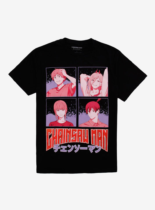 Chainsaw Man Tonal Group Grid Foil Girls T-Shirt