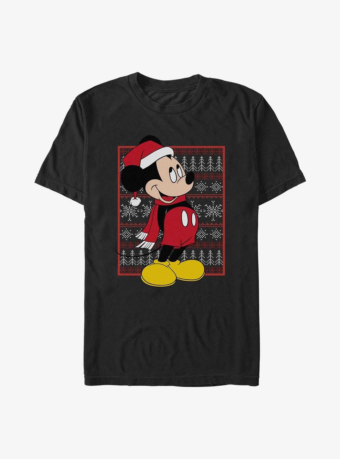 Disney Mickey Mouse Christmas Ugly Sweater T-shirt | Trendy Graphic Tee | Casual Unisex T-shirt