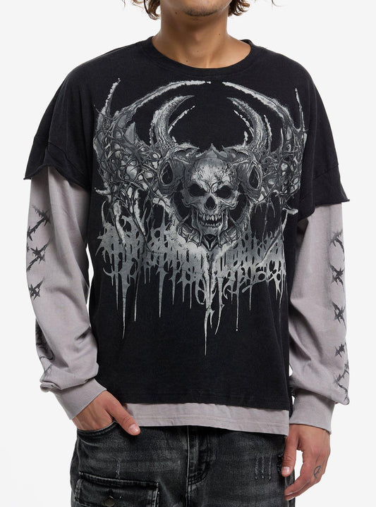 Skulls & Horns Twofer Long-Sleeve T-Shirt