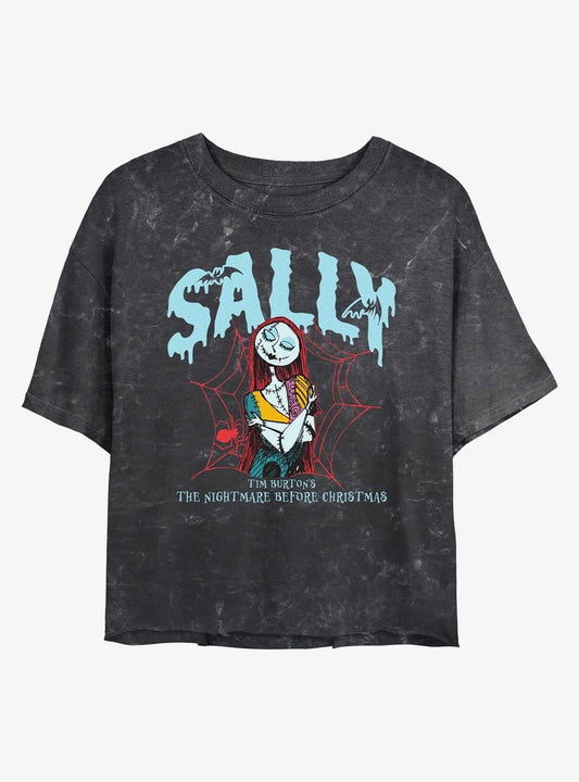Disney The Nightmare Before Christmas Sally Girls Mineral Wash Crop T-Shirt T-Shirt | Aesthetic Graphic | Top Pick For Fans