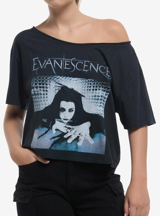 Evanescence Crawling Girls Crop Off-The-Shoulder T-Shirt