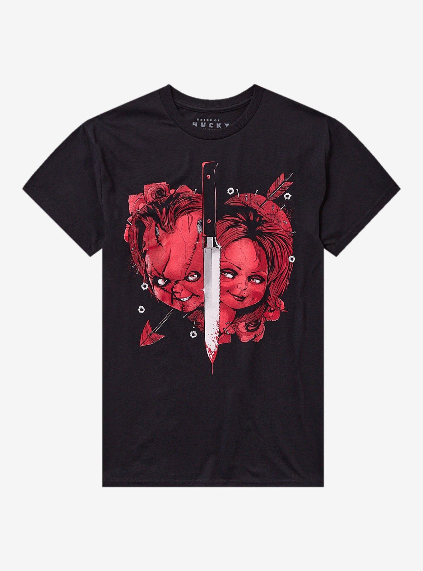Bride Of Chucky Tiffany & Chucky Knife Portrait T-Shirt