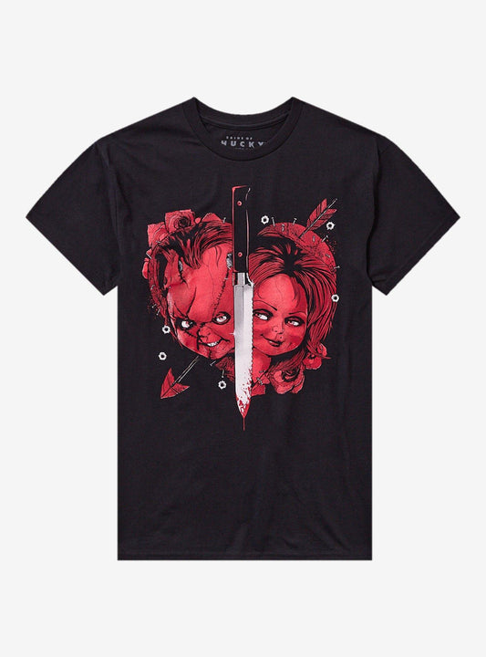 Bride Of Chucky Tiffany & Chucky Knife Portrait T-Shirt