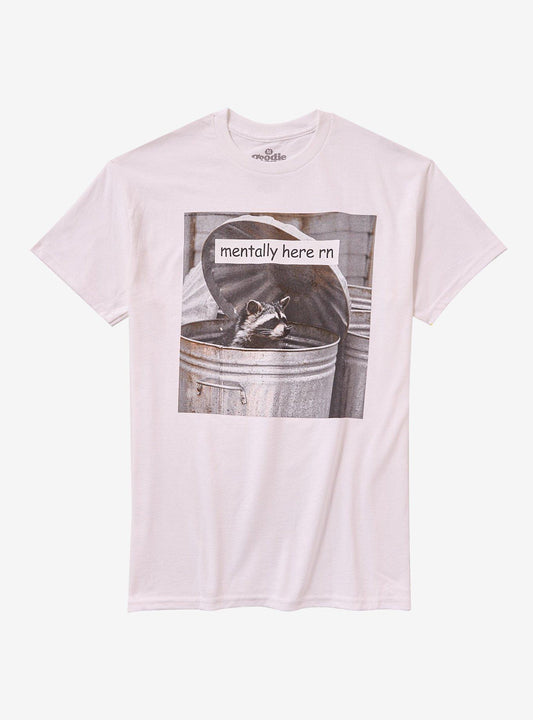 Raccoon Trash Mentally Here T-Shirt By Goodie Two Sleeves