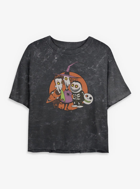 Disney The Nightmare Before Christmas Troublemakers Trio Girls Mineral Wash Crop T-Shirt T-Shirt | Best-Selling Artwork | Great Gift Idea