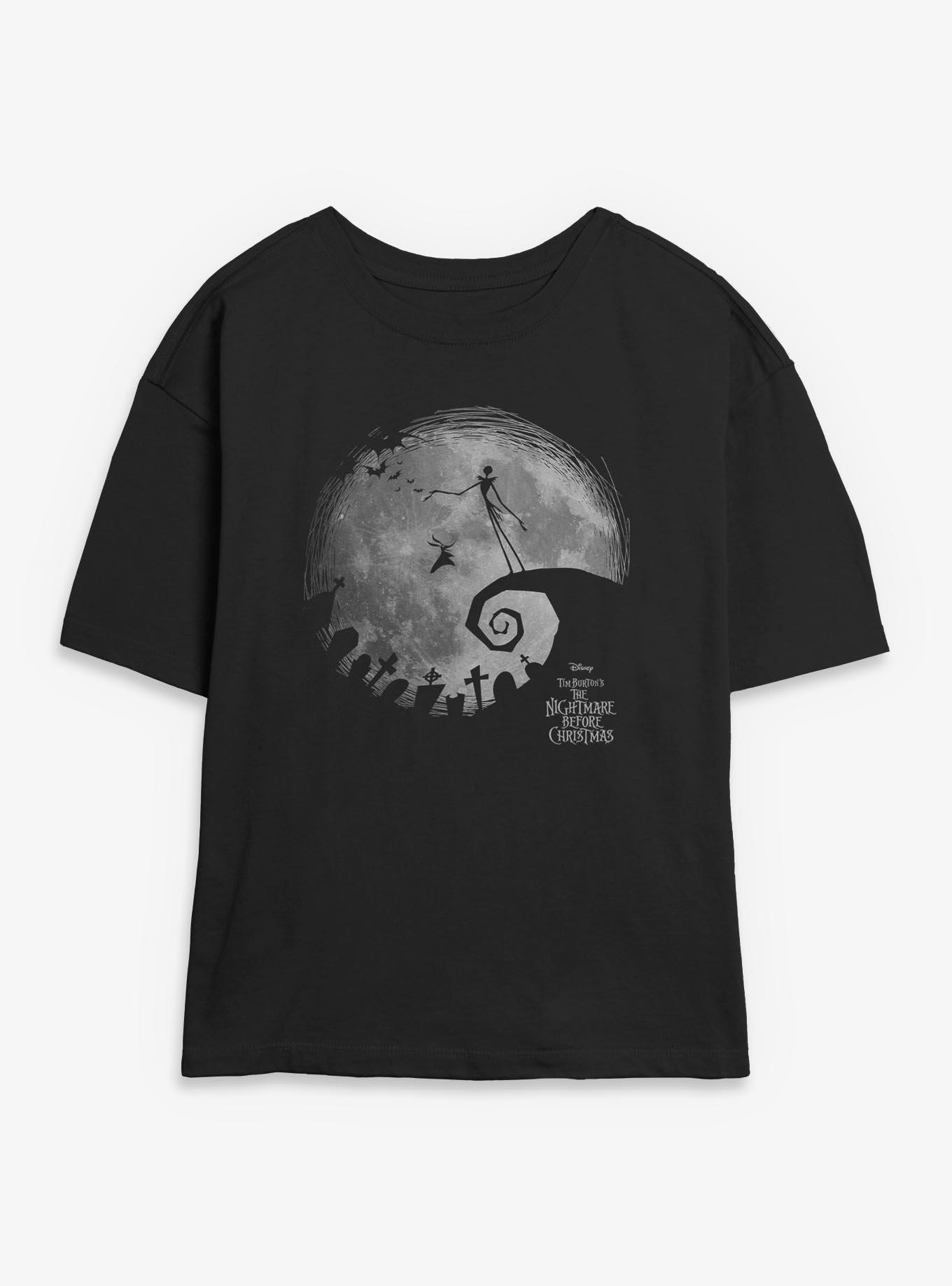 Disney The Nightmare Before Christmas The Nightmare Moon Girls Skimmer T-shirt | Trendy Graphic Tee | Casual Unisex T-shirt