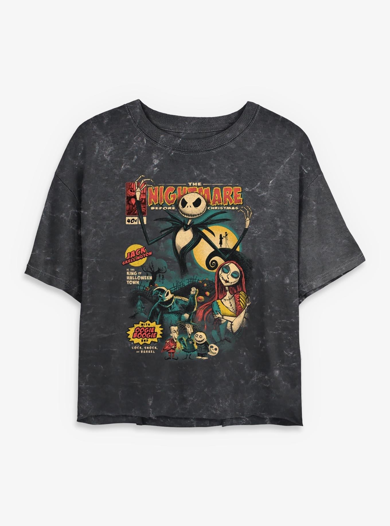Disney The Nightmare Before Christmas Comic Cover Girls Mineral Wash Crop T-Shirt T-Shirt | Premium Graphic | Must-Have Style