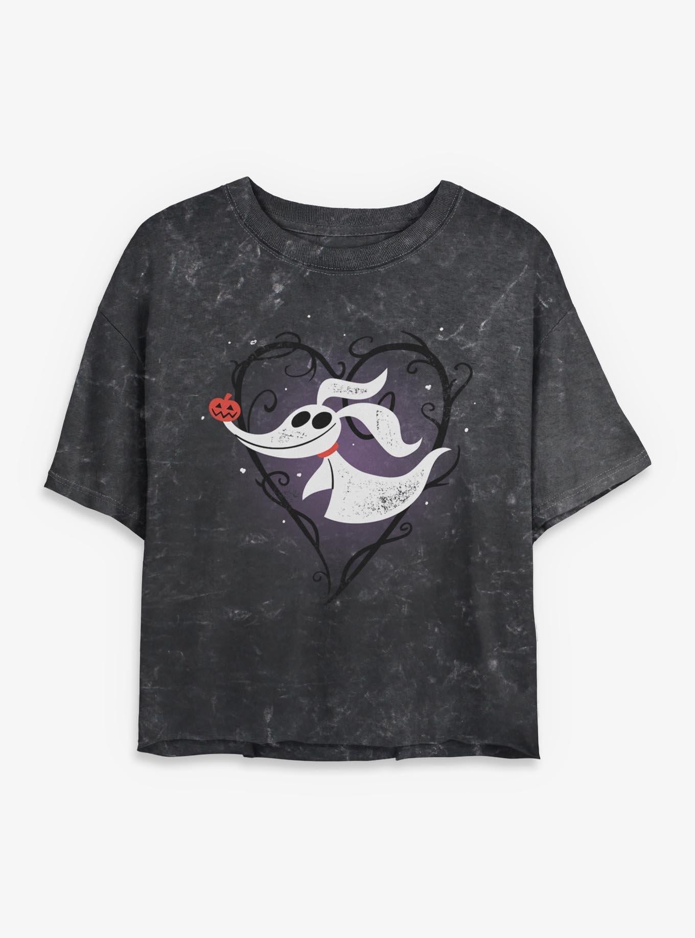 Disney The Nightmare Before Christmas Zero Pumpkin Nose Girls Mineral Wash Crop T-Shirt T-Shirt | Viral Style | Trending Now