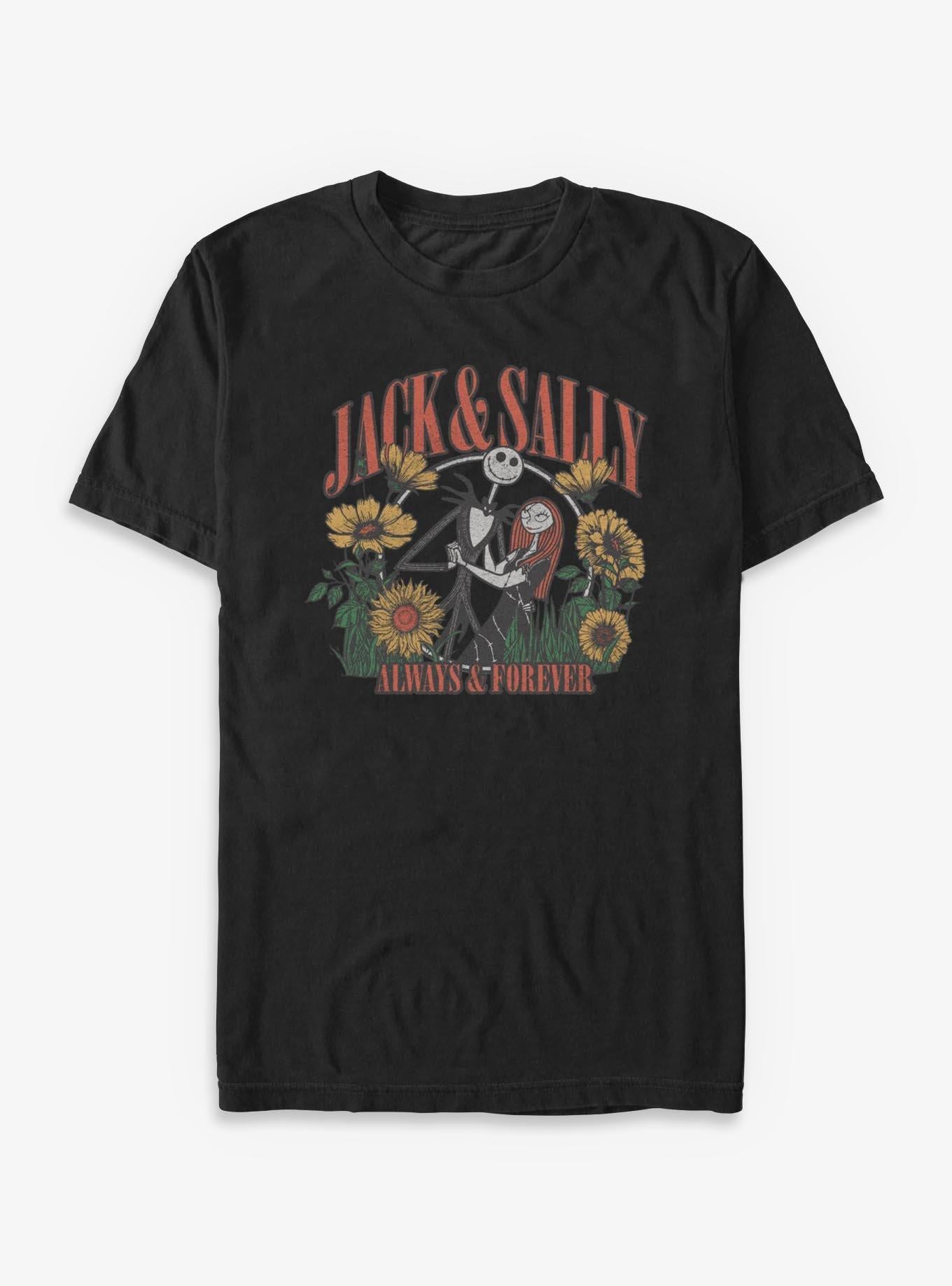 Disney The Nightmare Before Christmas Jack And Sally Floral T-Shirt T-Shirt | Trending Design | Trending Now