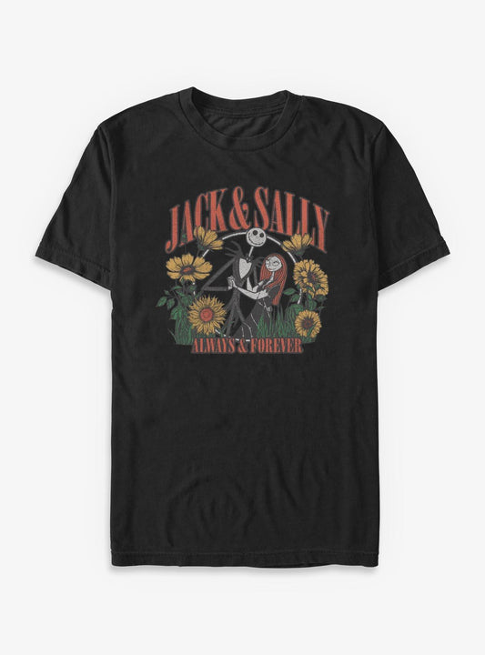 Disney The Nightmare Before Christmas Jack And Sally Floral T-Shirt T-Shirt | Trending Design | Trending Now