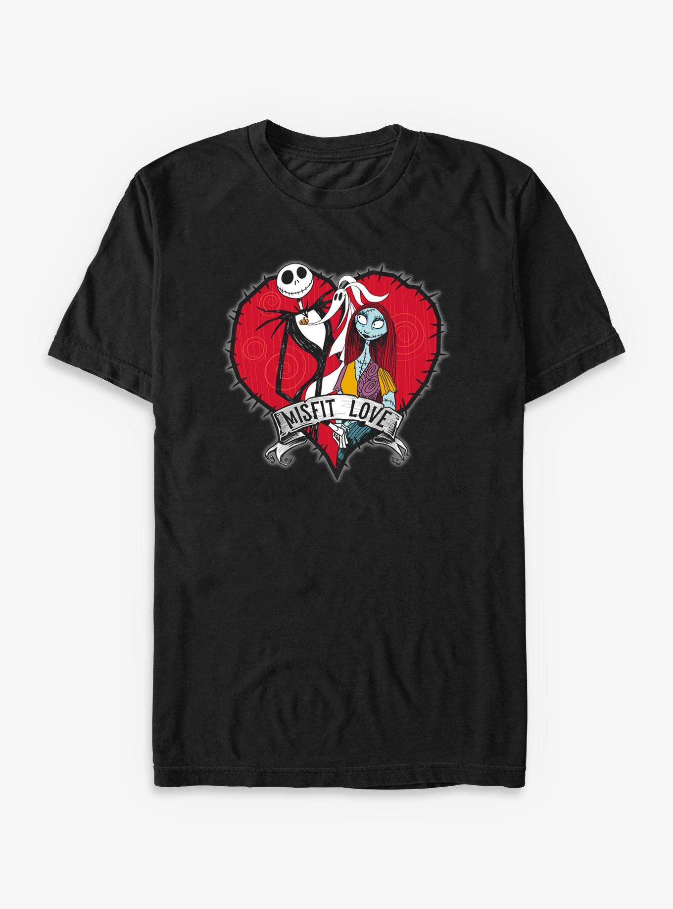 Disney The Nightmare Before Christmas Jack & Sally Misfit Love T-shirt | Trendy Graphic Tee | Casual Unisex T-shirt