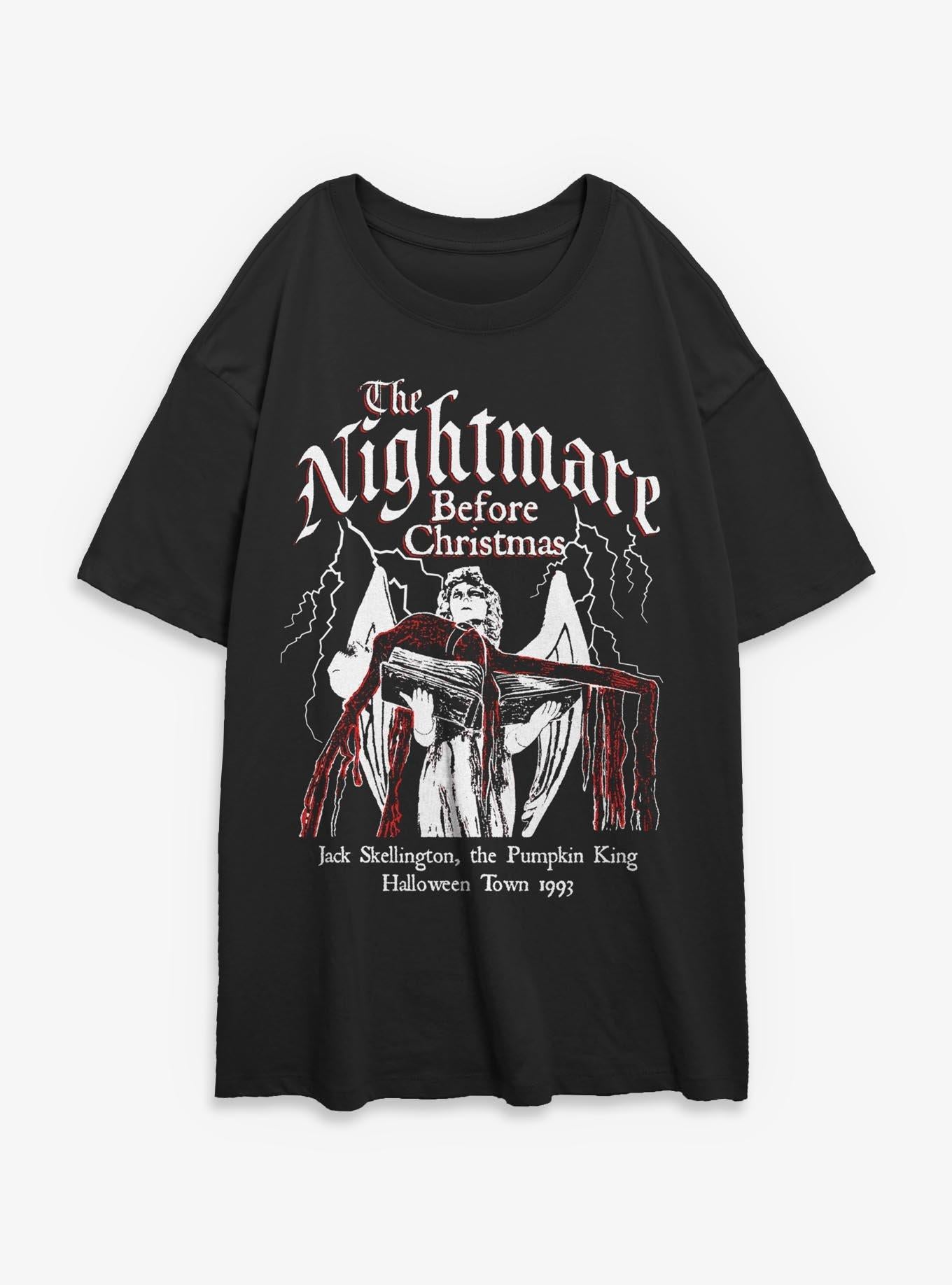 Disney The Nightmare Before Christmas Jack On Angel Statue Girls Oversized T-Shirt T-Shirt | Streetwear Vibe | Trending Now