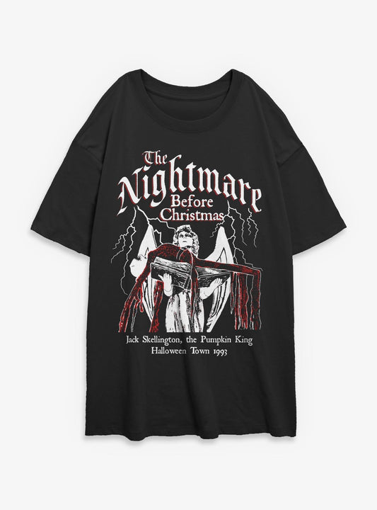 Disney The Nightmare Before Christmas Jack On Angel Statue Girls Oversized T-Shirt T-Shirt | Streetwear Vibe | Trending Now