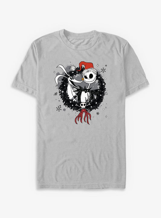 Disney The Nightmare Before Christmas Jack And Zero Wreath T-Shirt T-Shirt | High-Quality Print | High Demand Item