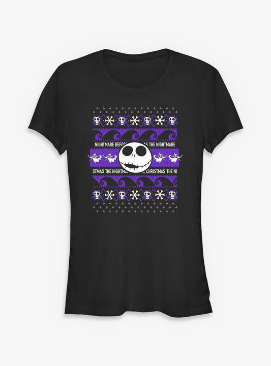 Disney The Nightmare Before Christmas Jack Ugly Sweater Girls T-Shirt T-Shirt | Exclusive Edition | Must-Have Style