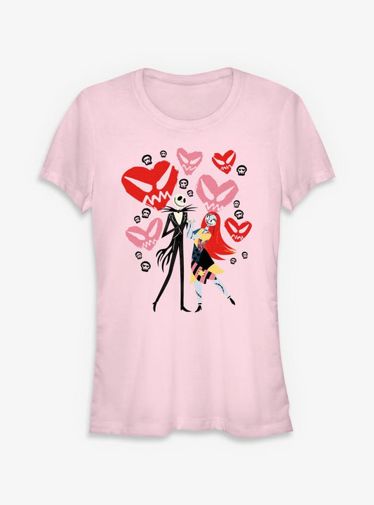 Disney The Nightmare Before Christmas Jack Sally Creepy Hearts Girls T-Shirt T-Shirt | Best-Selling Artwork | High Demand Item