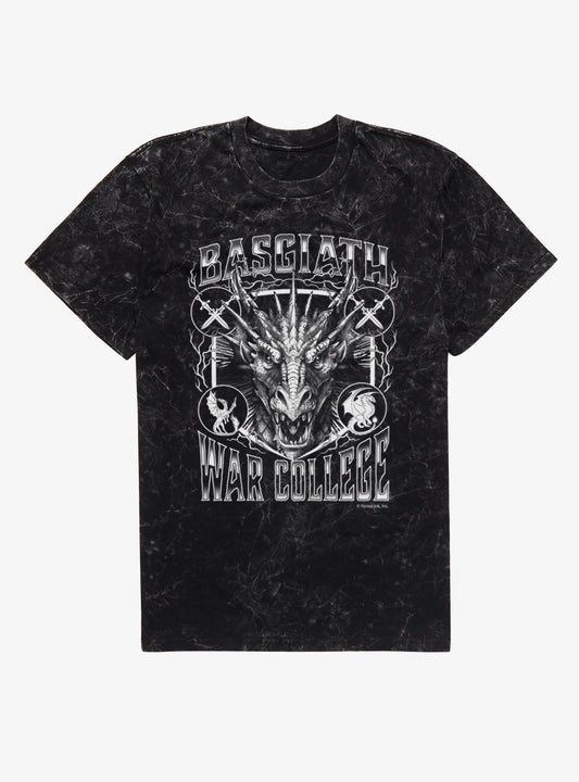 Fourth Wing Basgiath War College Dragon Head Mineral Wash T-Shirt Hot Topic Excluisve