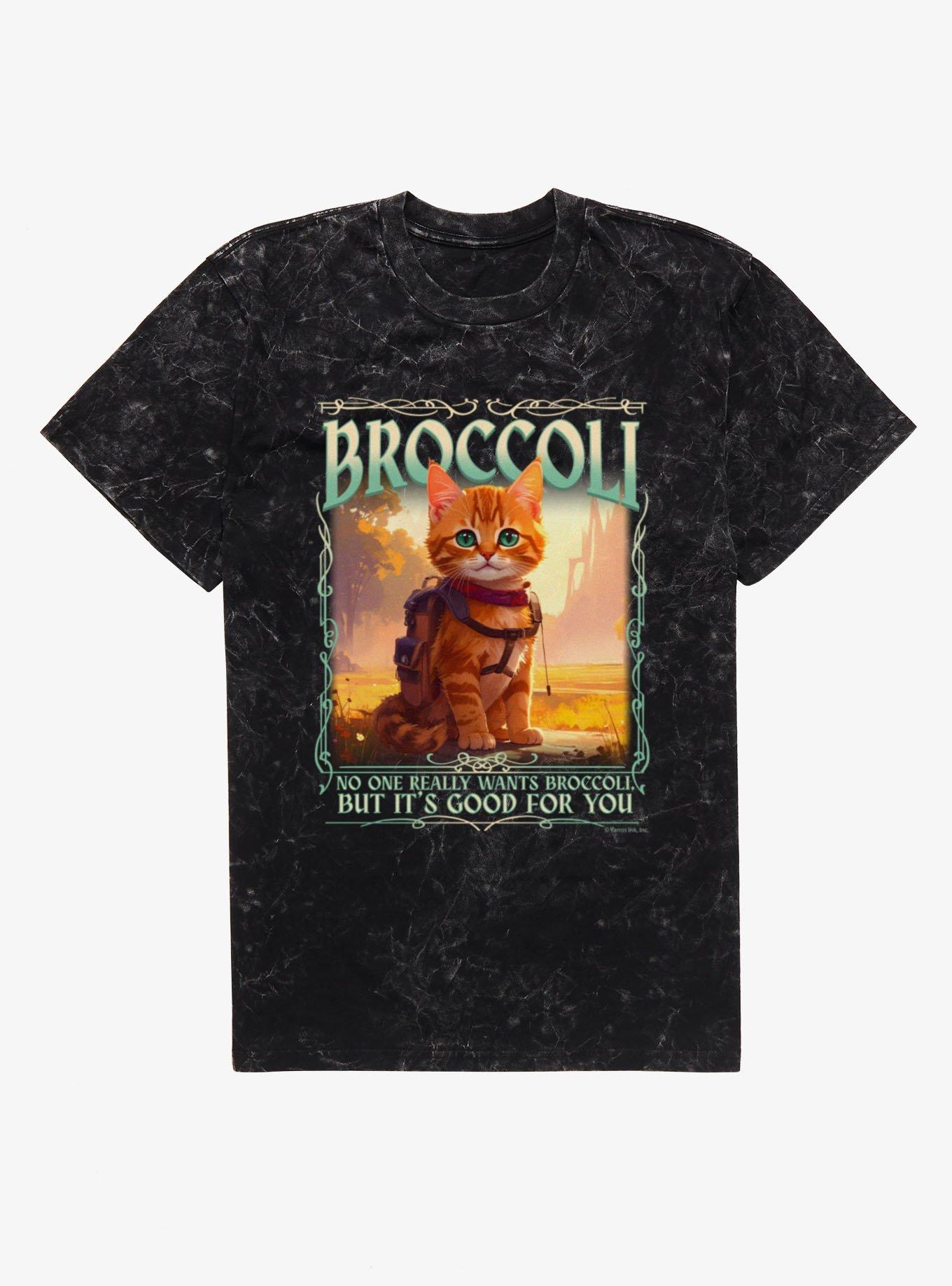 Fourth Wing Broccoli Cat Mineral Wash T-Shirt Hot Topic Excluisve